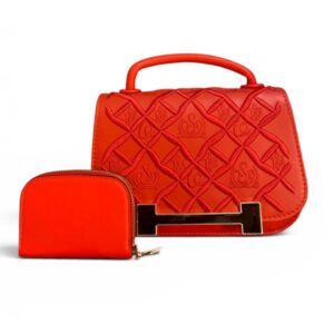 Ensemble sac à main  rouge avec son portefeuille