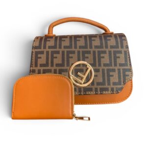 Ensemble sac à main orange marron