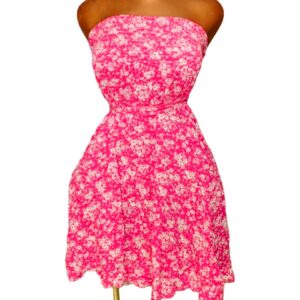 Robe rose fleurie (Friperie Premier Choix)