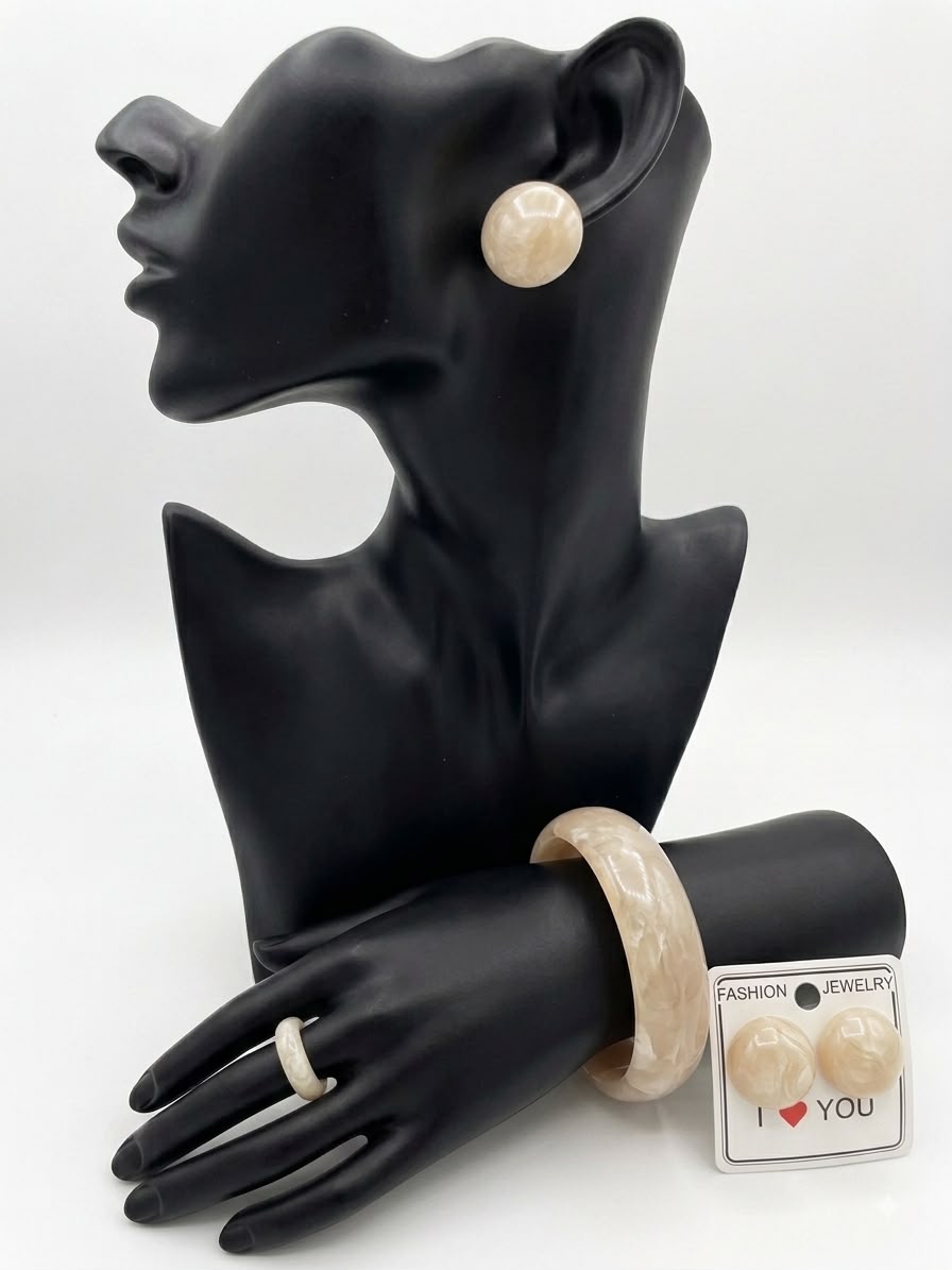 Ensemble de Bijoux fantaisie en effet de caille belge