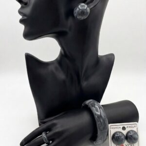 Ensemble de Bijoux fantaisie en effet de caille gris