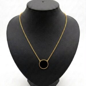 Collier pendentif cercle minimaliste en métal doré