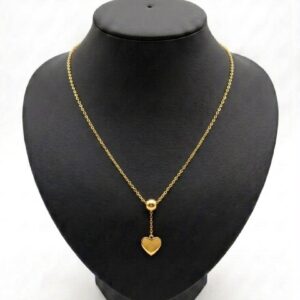 Collier pendentif cœur suspendu et perle dorée