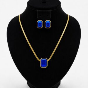 Parure de bijoux dorés à pierres bleus