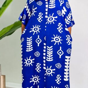 Robe longue africaine bleu royal