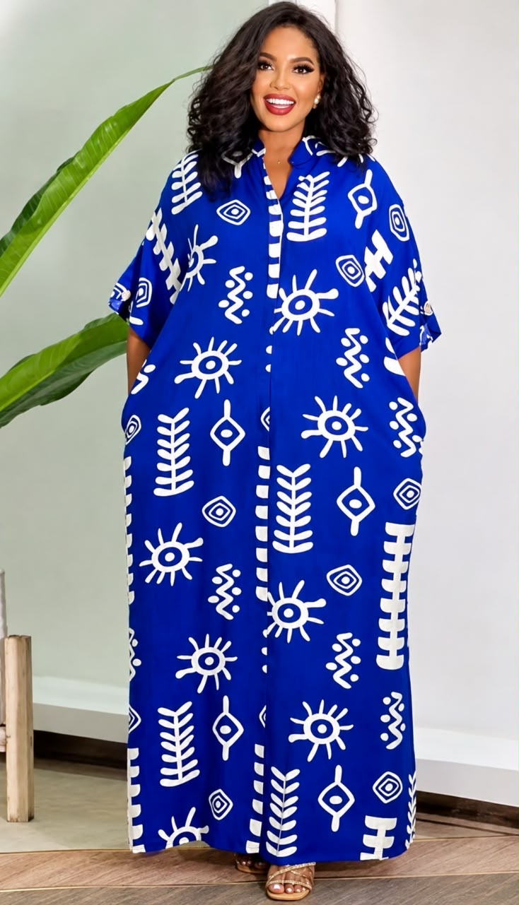 Robe longue africaine bleu royal