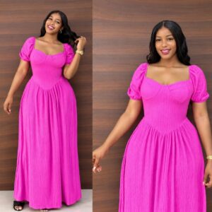 Robe longue élégante fuchsia