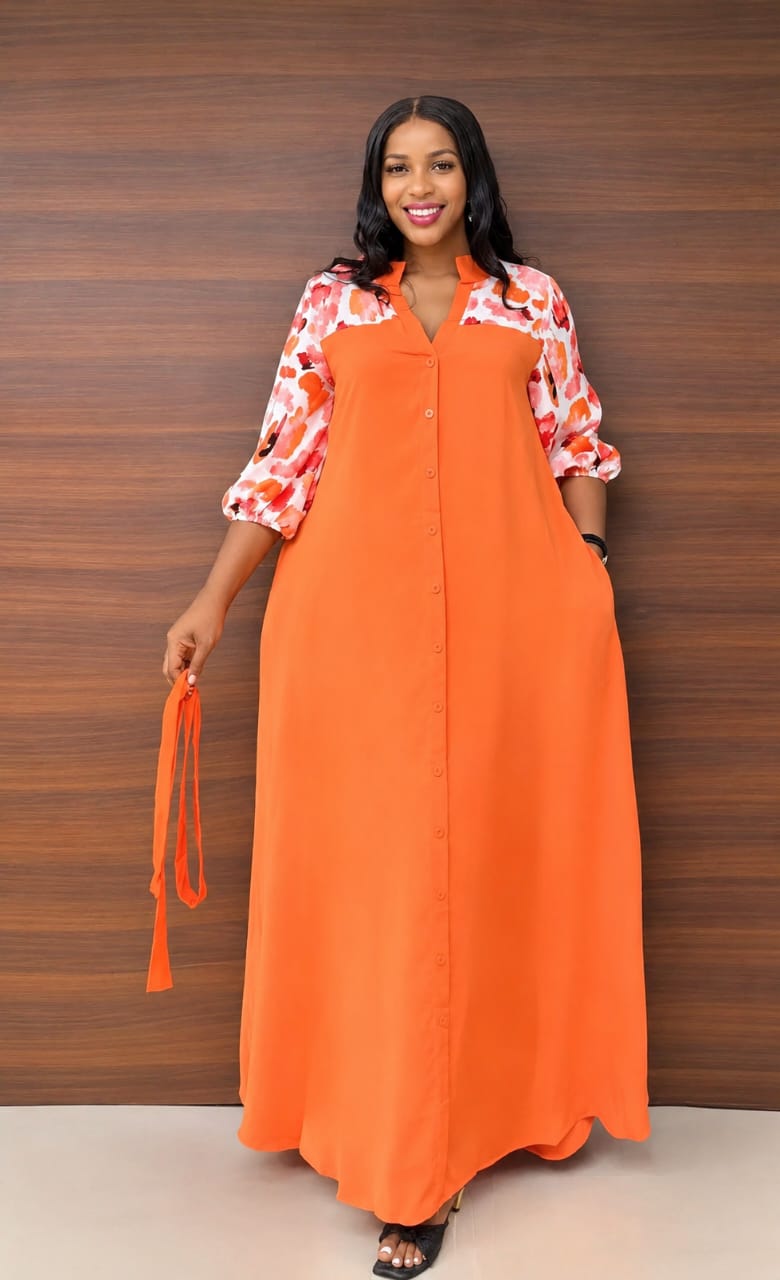 Robe Chemise Longue Orange